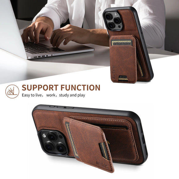 SUTENI Luxury Faux Leather Stand Card Holder Phone Case Frosted Feel For iPhone 17 Pro Max 16 Plus 15 14 13 12