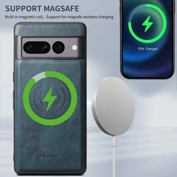 SUTENI Luxury Faux Leather Delicate Hand Feel Phone Case Magnet Wireless Charging For Google Pixel 9XL 8Pro 7A 6