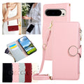 Lanyard Zipper Leather Wallet Case for Google Pixel 10 7 8 9 7A 8A 9A 10Pro 9Pro XL 8Pro 7Pro Pro Cards Cash Pocket Phone Cover
