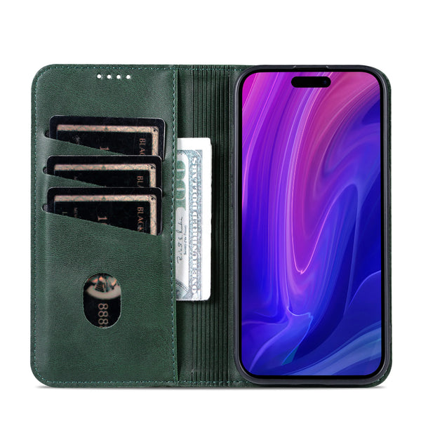 Leather Flip Case for iphone 17 Promax 17 Air 16 Plus 15 Pro max 14 13 12  Kickstand Cards Cash Slots Holder Wallet Phone Case