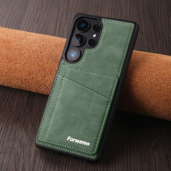 Leather Case For Samsung Galaxy S25 Ultra Edge S24 Plus S23 Fe S22 S21 S20Fe S25U S24U S23U Card SlotS Cards Holder Phone Cover