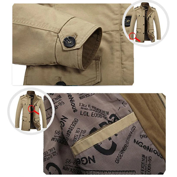 High Quality Men's Casual Jacket 6XL Male Windbreaker Oversized Cotton Classic Jackets Men Clothing Trench Coat A4F5806