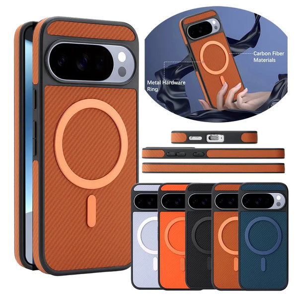 Carbon Fiber Pattern Case For Google Pixel 9 9pro 9A 10 10pro Pro XL ProXL Wrieless Charging Phone Back Cover