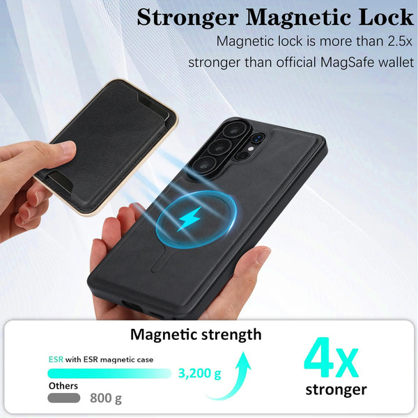 2 in 1 Leather Case for Samsung Galaxy S26 S25 Ultra S24 Plus S23 S26U S25U Wireless Charging Ultra Thin Card Slots Phone Cover