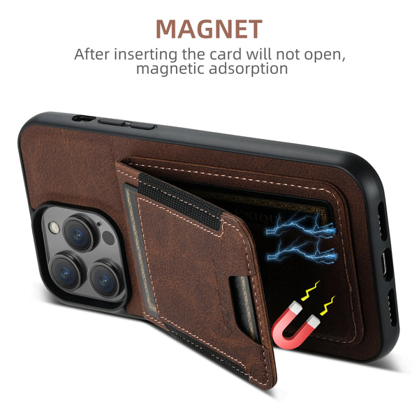 SUTENI Phone holster with card Wallet phone case PU leather For iPhone 17 Pro Max 16 15 Plus 13 12 11 XR Black/blue/brown