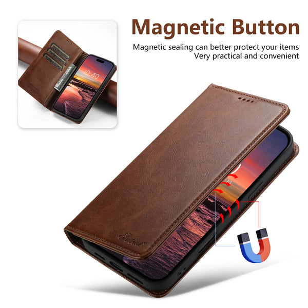 SUTENI For iPhone 17 Pro Max 16 Plus 15 Pro 14 13 12 Phone Case Faux Leather Card Holder Stand Wallet Magnet Flip Cover