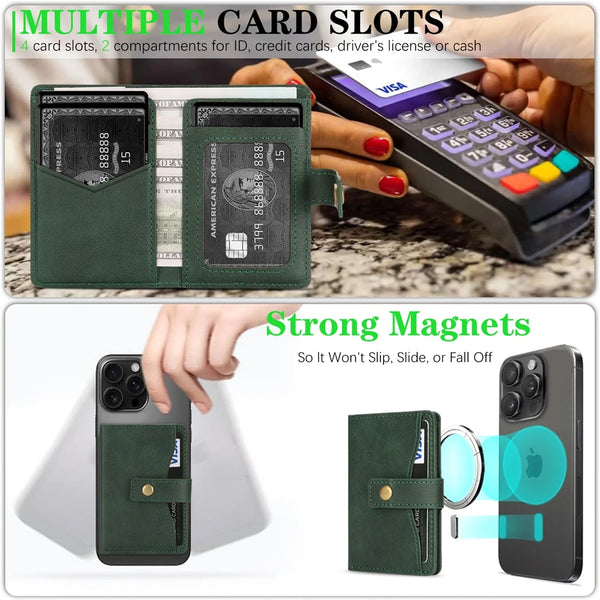 Cards Holder For iphone 16 15 14 13 12 11 Samsung Oppo Xiaomi Google Phone Strong Magnetic Wallet Card Slots for All Smartphones