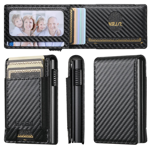 SUTENI Faux Leather For Men Wallet Card Slot Wallet Flip Cover Card Box Pressing The Button Automatically Ejects The Card