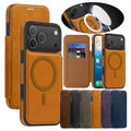 Leather Magsafe Flip Case for iPhone 17 Air 16 Promax 15 Plus 14 Pro max 13 PM 12 16e iphone16 Card Slots Magnetic Phone Cover
