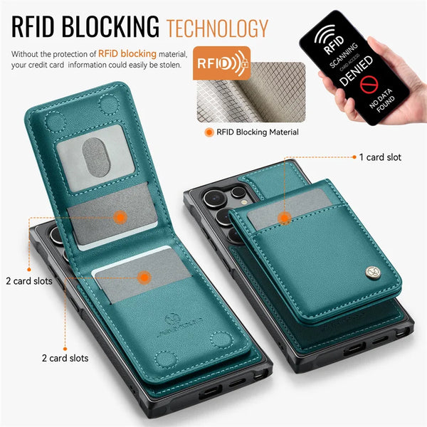 Magnetic Flip Leather Phone Case for Samsung Galaxy S26 Ultra S25 FE S24 Plus S23 S22 S21 Note 20 10 Magsafe Wallet Cards Cover