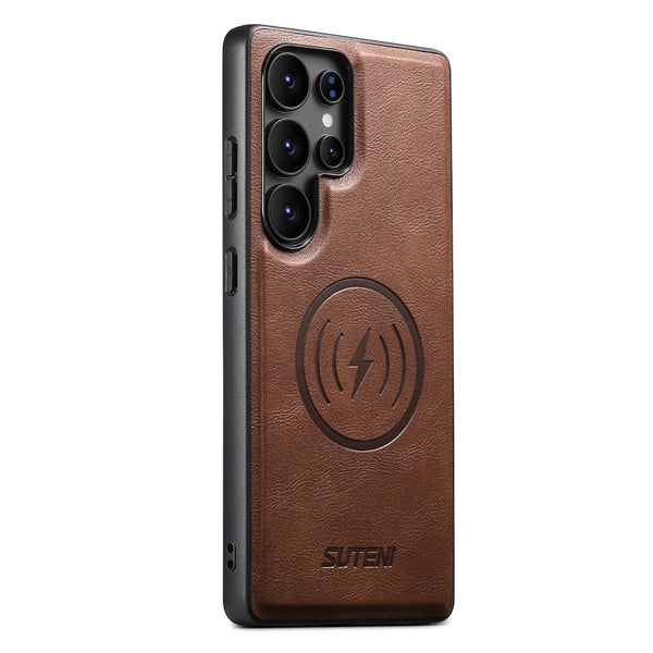 SUTENI Frosted Feel PU Leather Magnet Wireless Charging Phone Case For Samsung S26 Ultra S25 S24 S23 S22