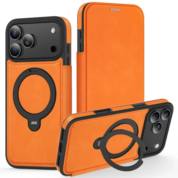 Kickstand Flip Leather Case for  iphone 17 Promax Air 16 Promax 15 Plus 14 13 12 Magsafe Card Slots Cards Holder Phone Cover