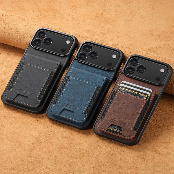SUTENI brand Wallet Kickstand Leather Card Holder Cover For iPhone 17 16 15 14 13 12 11 Pro Plus X Xs XR Max Phone Case