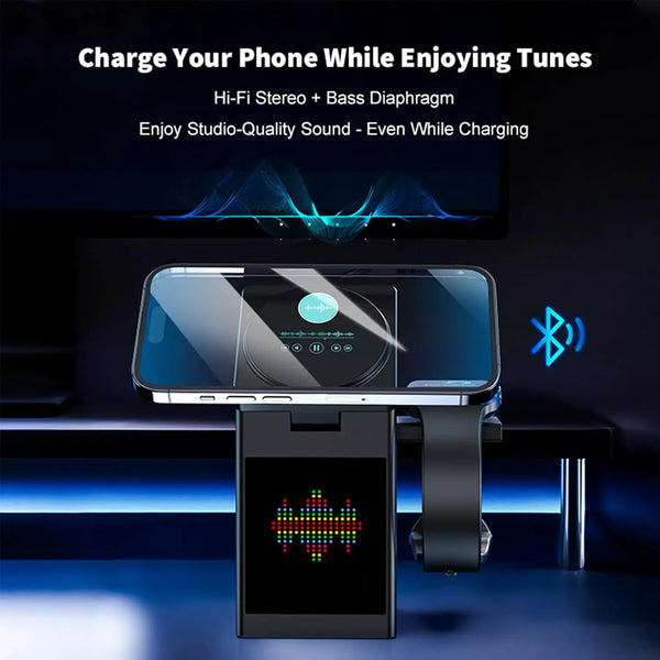 LED Screen Magnetic Wireless Charger Stand Bluetooth Speaker Alarm Clock For iPhone 17 16 15 14 Pro Max Apple Watch Airpods Pro