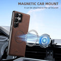 SUTENI Luxury Faux Leather Phone Case Magnet Wireless Charging Frosted Feel For Samsung S26Ultra S25Plus S24 S23 S22 Note20