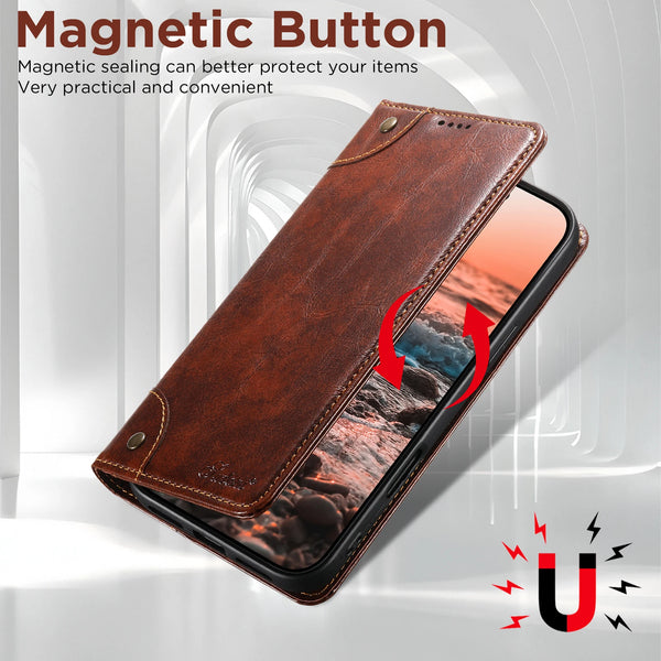 SUTENI Durable Faux Leather Card Holder Stand Wallet Magnet Flip Cover Phone Case For iPhone 17 Pro Max 16 Plus 15 14 13 12