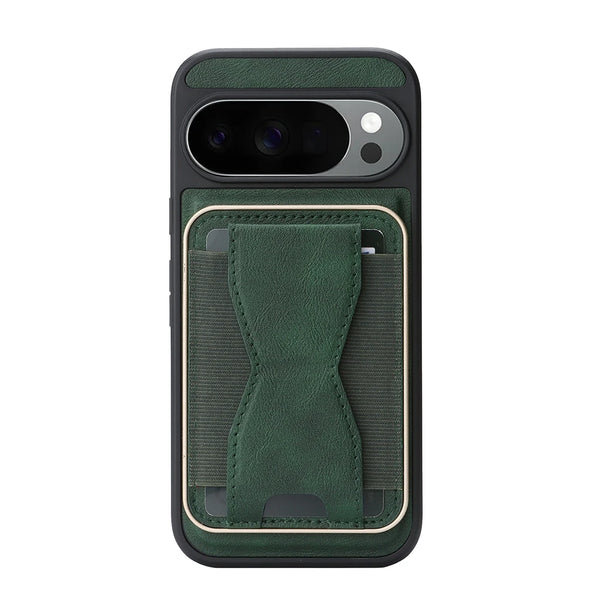 2 in 1 Leather Case For Google Pixel 9 9A 9Pro 10 Pro 10Pro XL Wireless Charging Cards Slots Holder Kickstand Phone Cover