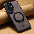 Magnet Wireless Charging Phone Case Faux Leather 360° Rotating Stand Ring Buckle Frosted Feel For Samsung Galaxy S26 Ultra S25