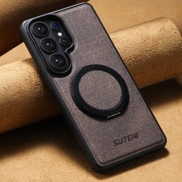 Magnet Wireless Charging Phone Case Faux Leather 360° Rotating Stand Ring Buckle Frosted Feel For Samsung Galaxy S26 Ultra S25