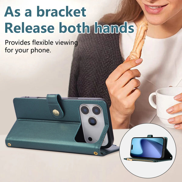 Crossbody Zipper Wallet Case for iphone 17 Promax Air 16 Pro max 15 Plus 14 13 12 Kickstand Cards Slots Cash Pocket Phone Cover
