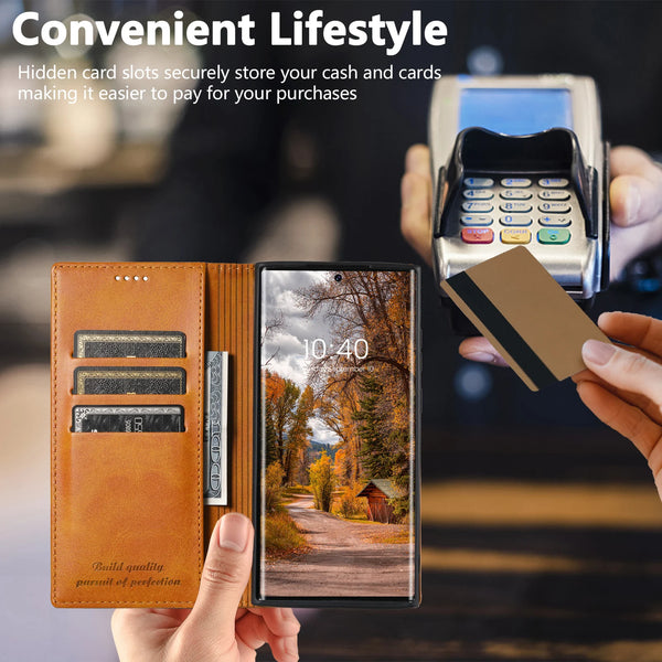 SUTENI Faux Leather Card Holder Stand Wallet Magnet Flip Cover Phone Case For Samsung S26 Ultra S25 Plus S24 S23 S22 Note20