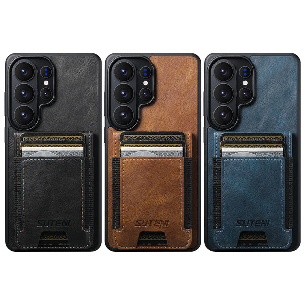 SUTENI Card Holder Phone Case Luxury Faux Leather Stand For Samsung Galaxy S26 Ultra S25 Plus S24 S23