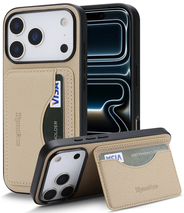 Leather Phone Case for Iphone 17 Promax 16 Pro Max 15 Plus 14 PM 13 12 17e 16e iphone17 Card Slots Holder Kickstand Phone Cover