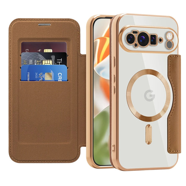 Wireless Charging Flip Leather Case for Google Pixel 7A 8A 9 10 Pro 9A XL Pixel10 Magnetic Card Slots Cards Holder Phone Cover