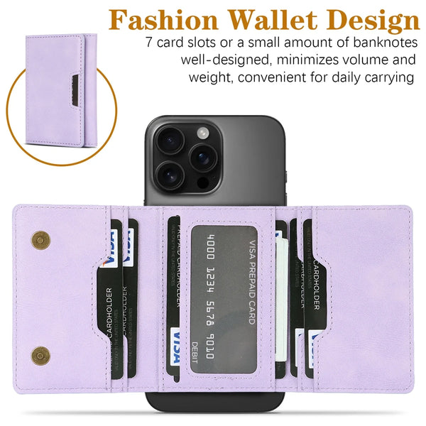 Magnetic Cards Slots Bag For Samsung iphone 16 15 14 13 12 11 Xiaomi Google Phone Kickstand Cards Holder for All Smartphones