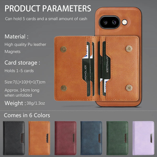 2 in 1 Magnetic Leather Case For Google Pixel 8 8A 8Pro 9 9Pro XL 10Pro 9A Pixel10 Wireless Charging Card Slots Phone Cover