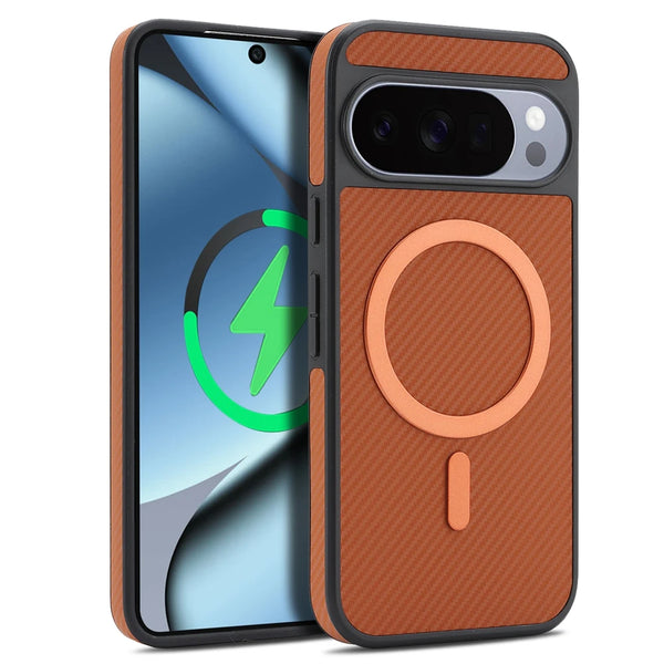 Carbon Fiber Pattern Case For Google Pixel 9 9pro 9A 10 10pro Pro XL ProXL Wrieless Charging Phone Back Cover