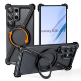 Oatsbasf for Samsung Galaxy S26 Ultra Frameless Metal Bumper Z Case Phone Case with 360°Rotating Stand Magnetic Shockproof Cover