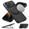 SUTENI Magnet Wireless Charging Mobile Phone Case 360° Rotating Stand Faux Leather Ring Buckle For iPhone 17 Pro Max 16 Plus 15