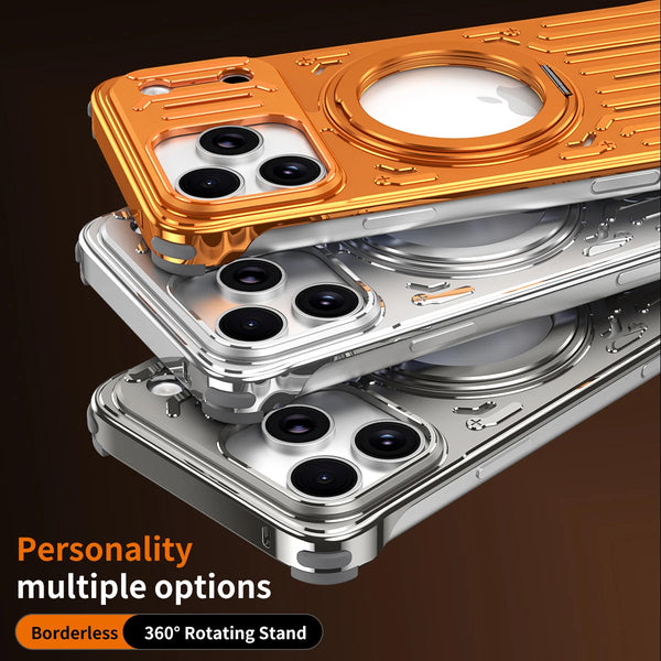 Heat Dissipation Rotating Stand for Magsafe Phone Case for IPhone 17AIR Pro Max 16 15 Pro Metal Mechanical Arm Hollow Out Funda