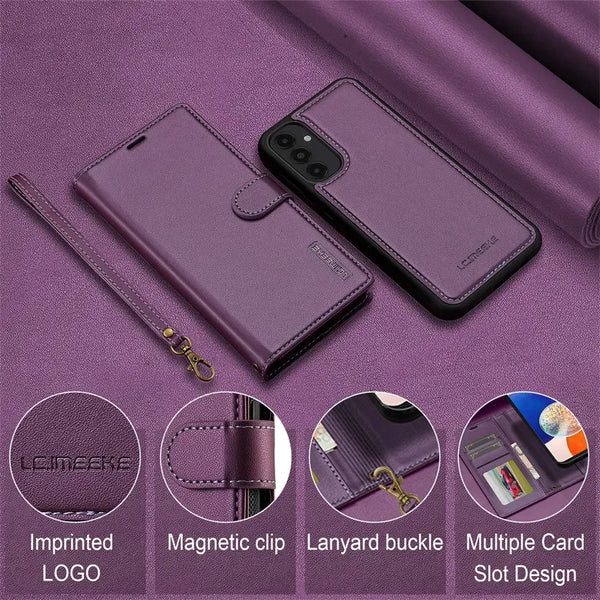 Magnetic Flip Leather Phone Case for Samsung Galaxy A17 5G A37 A57 A56 A36 A16 A55 A35 A15 A54 A14 S26 S25 FE Wallet Cards Cover