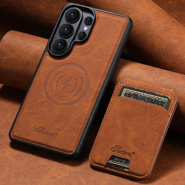 SUTENI Wireless Charging Phone Case Magnet Card Holder Stand Faux Leather For Samsung Galaxy S26 Ultra S25 Plus S24 S23+