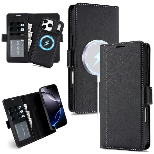 2in1 50% off luxury Leather Wallet magnetic Flip back Case For iPhone 17 Promax Air 16 Pro Max 15 Plus 14 13 12  For Samsung Galaxy S25 S26 Ultra S24 Plus S23  S24   for Google Pixel 9 10 Pro XL 9A10A 9Pro 10Pro XL