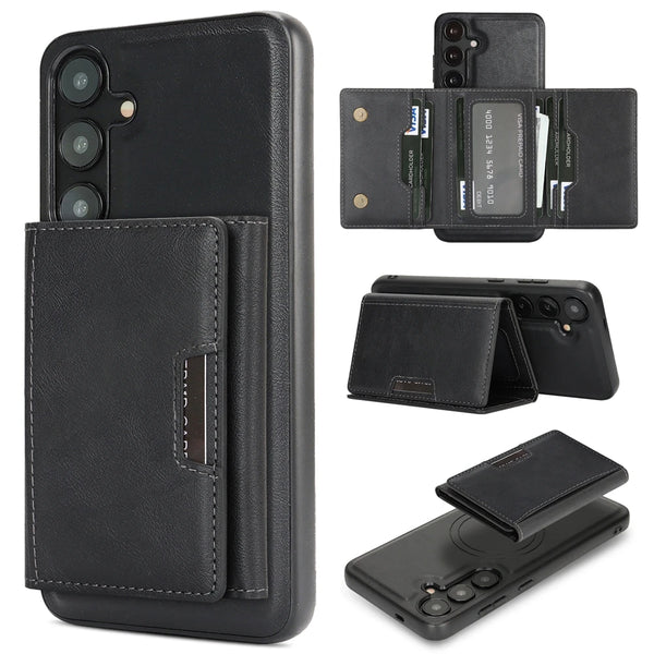 2 in 1 Magnetic Case For Samsung Galaxy A14 A15 A16 A34 A35 A36 A52 A53 A54 A55 A56 5G 4G 7 Card Slots Holder Phone Case