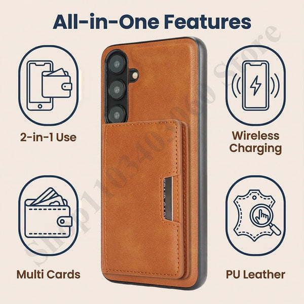 2 in 1 Leather Case for Samsung Galaxy A14 A15 A16 A17 A26 A34 A35 A36 A37 A52 A53 A54 A55 A56 A57 4G 5G Cards slots Phone Cover