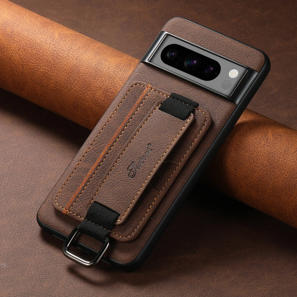 SUTENI PU Leather Phone Case Wrist Strap Ring Buckle Card Holder Stand For Google Pixel 9XL 8Pro 7A 6