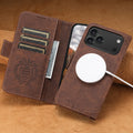 Wireless Charging Faux Leather Card Holder Stand Wallet Magnetic Button Flip Cover Phone Case For iPhone 17 Pro Max 16 15 14 13