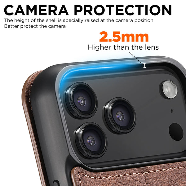 SUTENI Flip Cover Phone Case Wireless Charging Faux Leather Card Holder Stand Wallet Magnet For iPhone 17 Pro Max 16 Plus 15 14