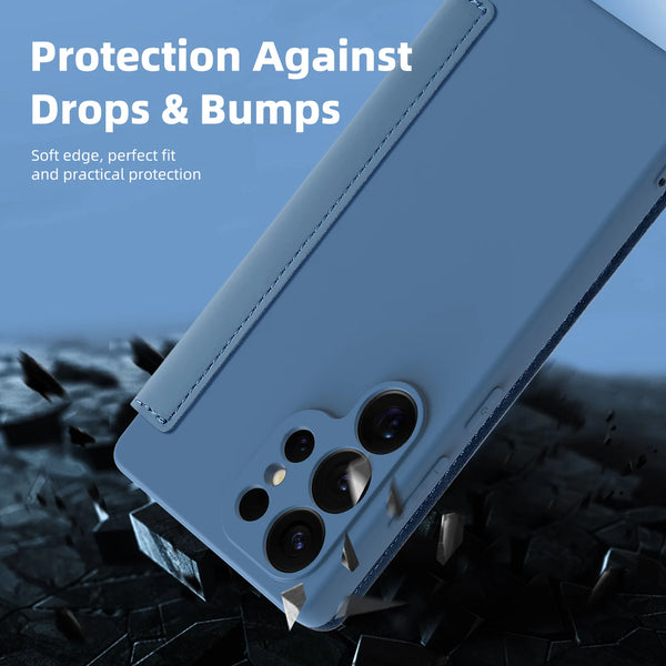 Soft Silicone Flip Case for Samsung Galaxy S25 Ultra S24 Plus S23 S22 S25U S24U S23U Cards Holder Card Slots Phone Case