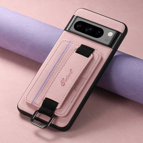 SUTENI PU Leather Phone Case Wrist Strap Ring Buckle Card Holder Stand For Google Pixel 9XL 8Pro 7A 6