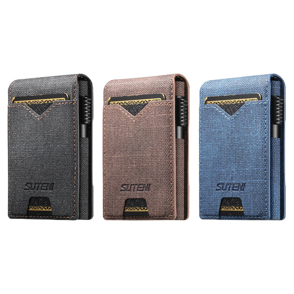 SUTENI Faux Leather For Men Wallet Card Slot Wallet Flip Cover Card Box Pressing The Button Automatically Ejects The Card