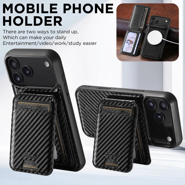 SUTENI Magnet Wireless Charging Phone Case Card Holder Bag Stand Luxury Faux Leather For iPhone 17 Pro Max 16 Plus 15 14 13 12