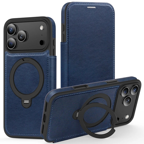 Kickstand Flip Leather Case for  iphone 17 Promax Air 16 Promax 15 Plus 14 13 12 Magsafe Card Slots Cards Holder Phone Cover