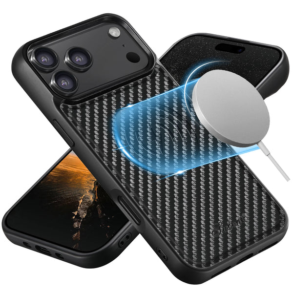 SUTENI Luxury Faux Leather Phone Case Wireless Charging Magnet Grid Texture For iPhone 17 Pro Max 16 Plus 15 14 13 12