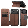 SUTENI Flip Cover Phone Case Wireless Charging Faux Leather Card Holder Stand Wallet Magnet For iPhone 17 Pro Max 16 Plus 15 14