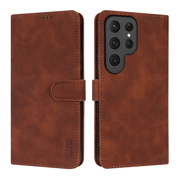 Flip Wallet Case For Samsung Galaxy S25 Ultra S24 Fe S23 Plus S22 S25U Leather Cash Cards Slots Magnetic Closure Phone Cover